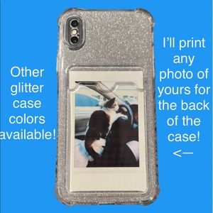 Iphone X/XS Silver Glitter Phone Case w/Personalized Pic